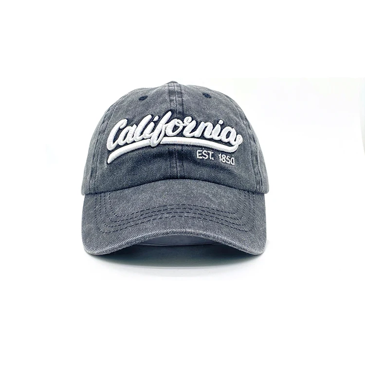 Fashion Design 3D Embroidery Pigment Dyed Washed California Cap Baseball Cap