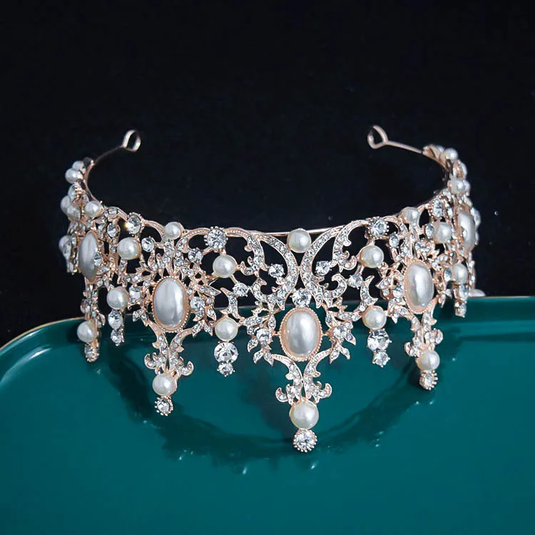 Wholesale Pearl Crown Rhinestone Bridal Crown Wedding Bride Tiaras Wedding Hair Accessories CR684