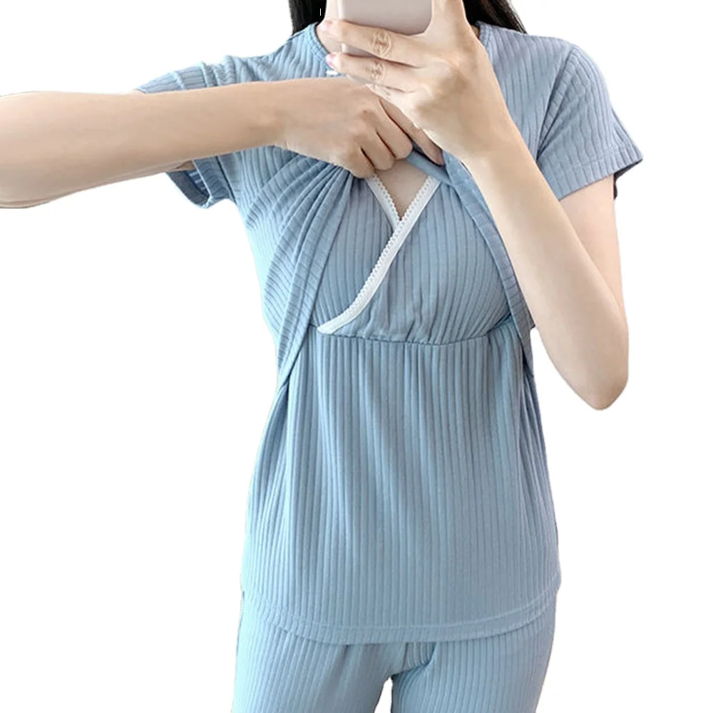 
High Quality Maternity Suit Fashionable Solid Color 2pcs Clothing Set For Pregnant Women 