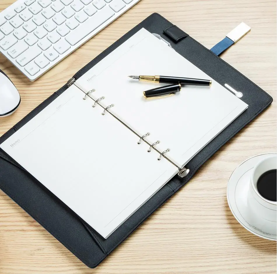 new products idea 2022 unique christmas wedding corporate promotional gifts loose leaf sprial notebook with power bank custom le