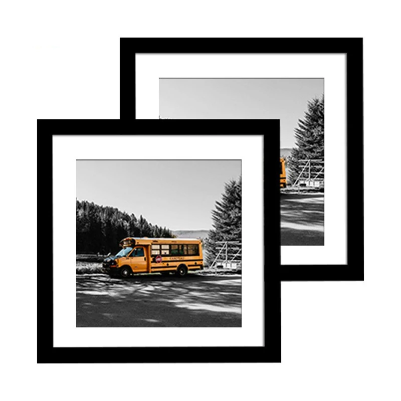 Оптовая продажа фоторамка из массива дерева 5 6 7 8 10 дюймов квадратное настольное украшение с цифровой печатью Индивидуальный размер