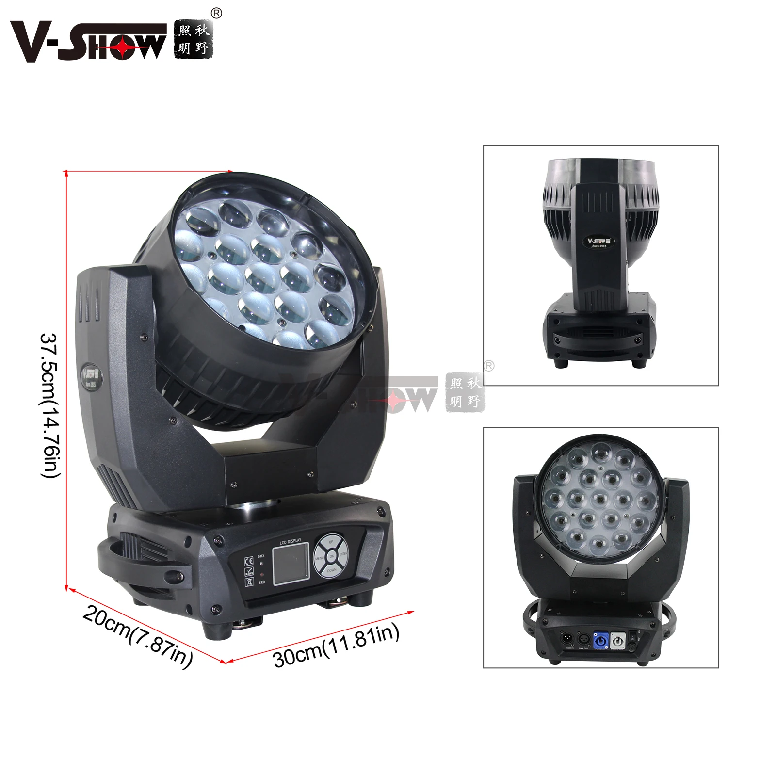 VSHOW Aura1915 stage lighting 19pcs rgbw 4in1 led wash moving head zoom for stage club