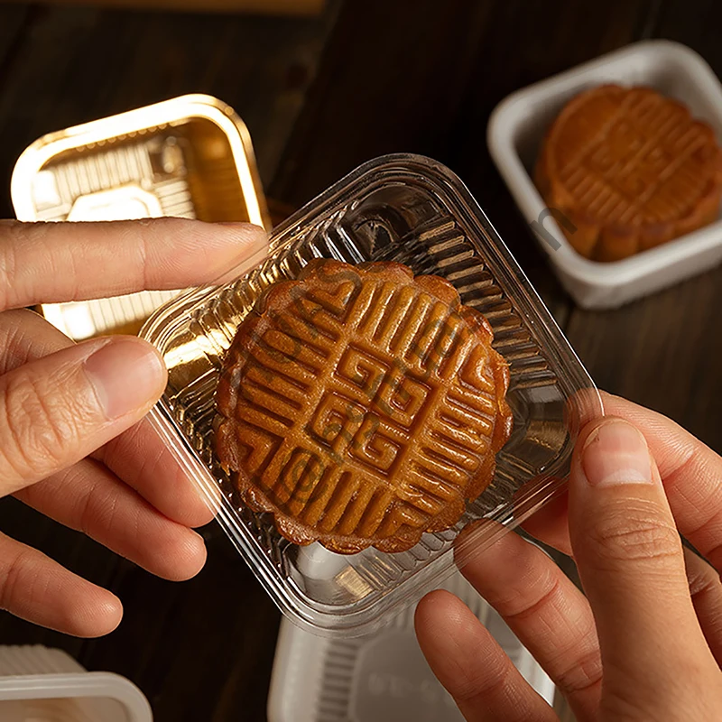 Plastic Mooncake Pastry Dessert Tray or Box Packaging 100g Food PET Customize Transparent Cake Box PP Plastic Cake Container