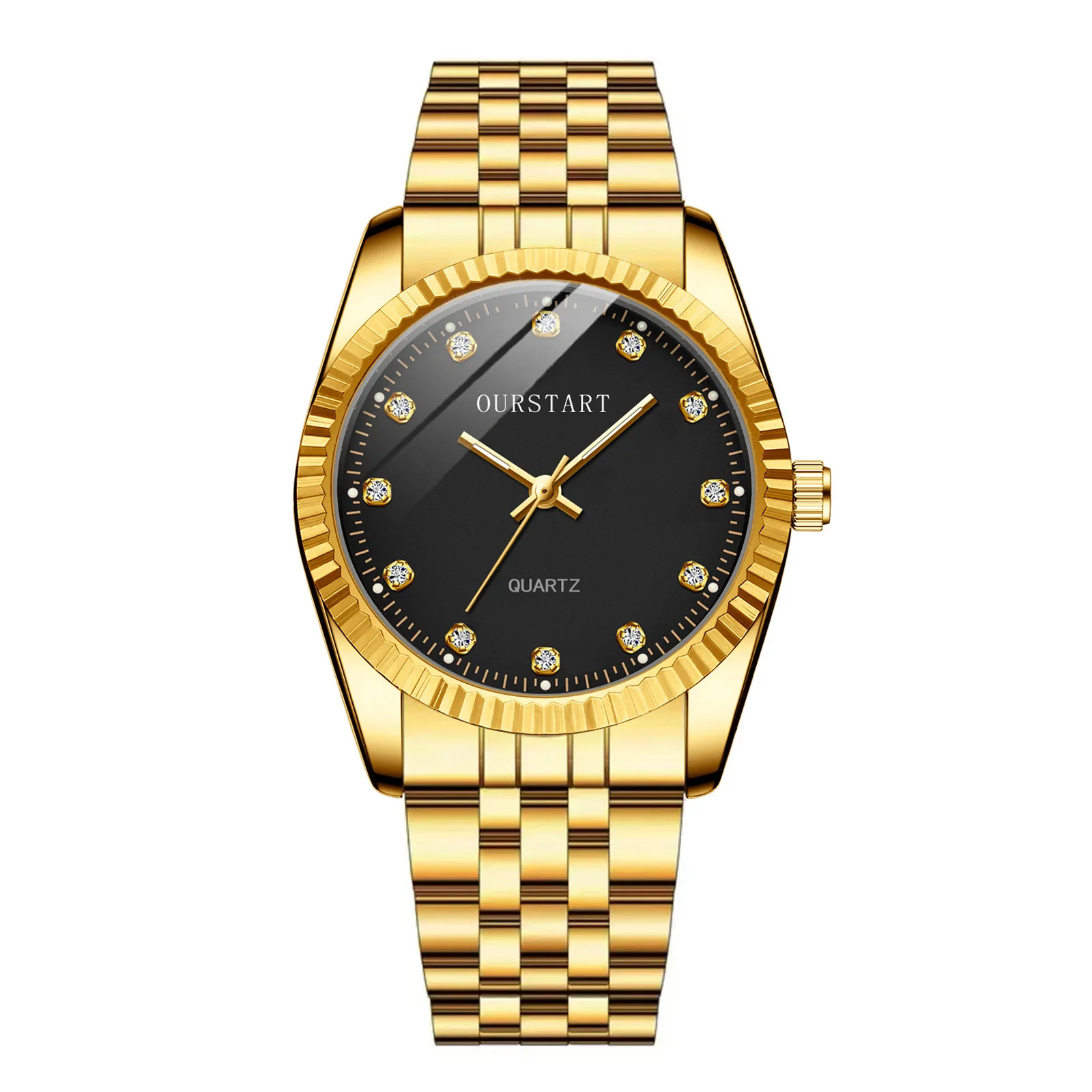 Wholesale Couple Watch Bling Hip Hop Fully Iced Out Silver Gold Dial Quartz Diamond Wrist Watches