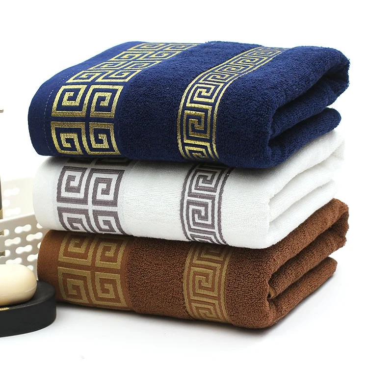Customized Embroidered Logo White towels sets Spa 100% Cotton Terry Luxury Bath towel Hotel Towels