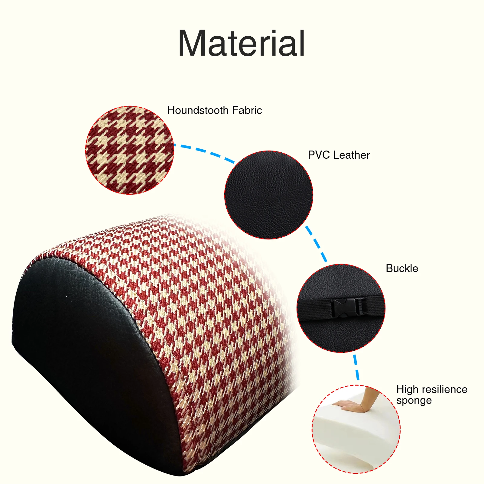 Houndstooth Car Neck Headrest Pillow Car Seat Supports Headrest in VW MK7 GTD GTE GTI Tartan Fabric Memory Foam Headrest Cojines
