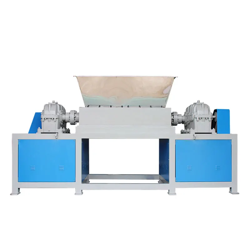 Automatic Double Shaft Shredder Machine Metal Car Tyre Recycling Waste Plastic Crushing Equipment