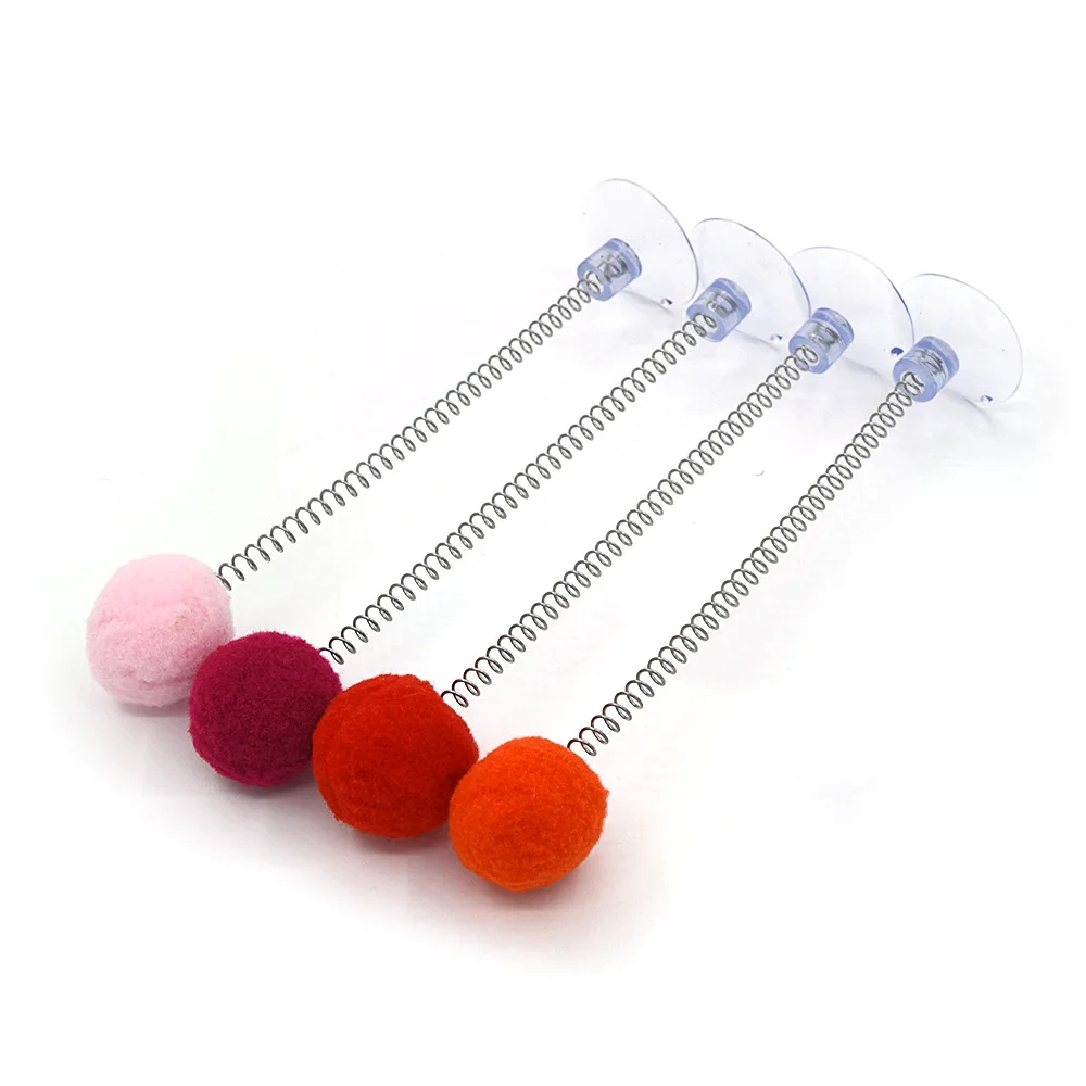 Wholesale Spring Suction Cup Plush Ball Interactive Fun Plush Stick Pet Cat Plush Ball Toys
