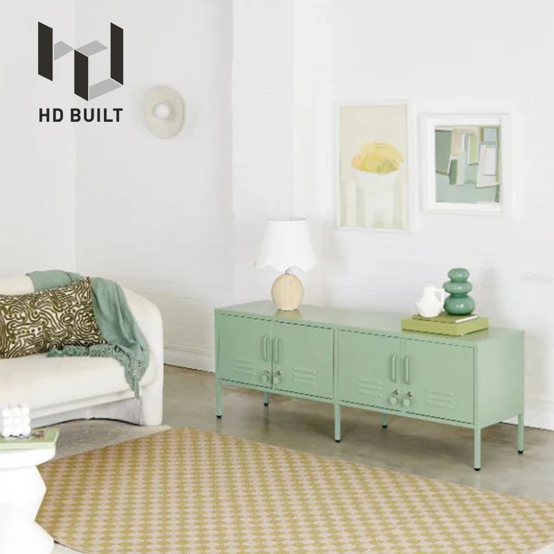 Factory Price Modern Design Home Furniture Blue Pink Colorful Steel TV Stand Metal Legs Storage TV Living Room Cabinet