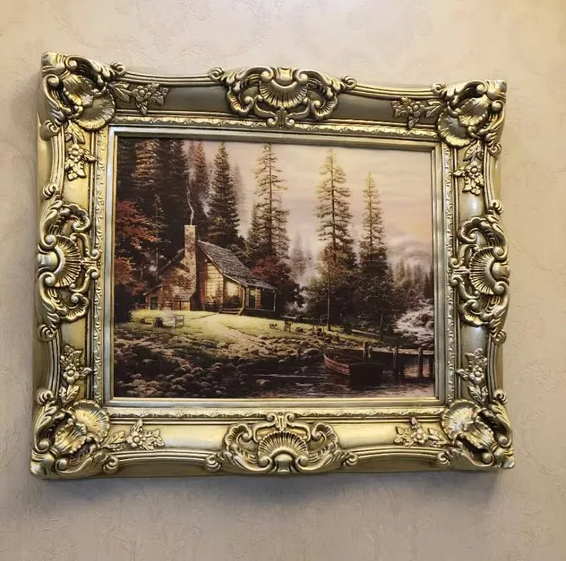 resin photo frame art frame vintage pictures wall decoration wood carved picture frames  for living room