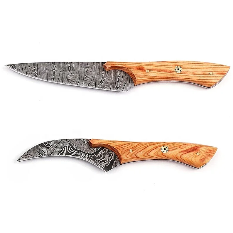 New Products Amazon Top Seller Custom Handmade Damascus Kitchen Knives 6 Pcs Chef Knife Set With Leather Bag