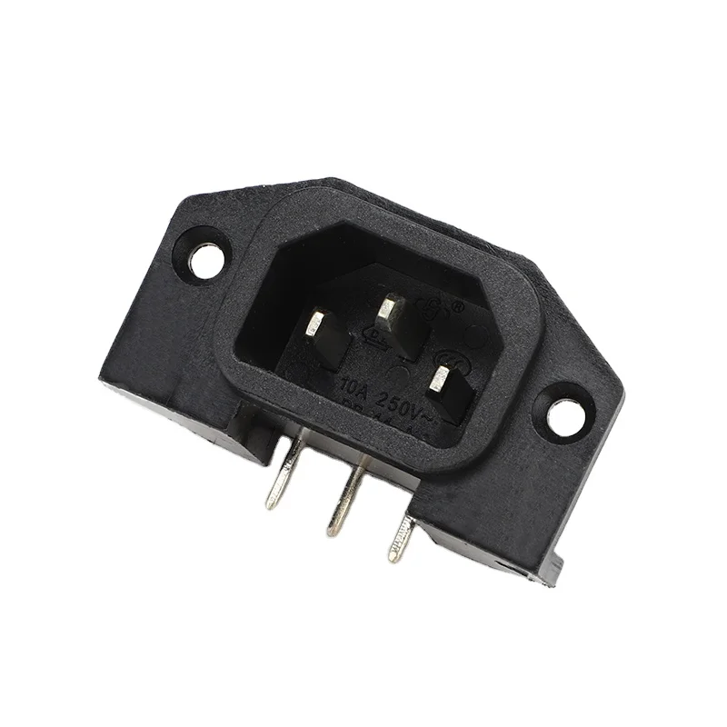 3-pin side plug 3-core receptacle ac power socket outlet 10A 250V with fixing hole