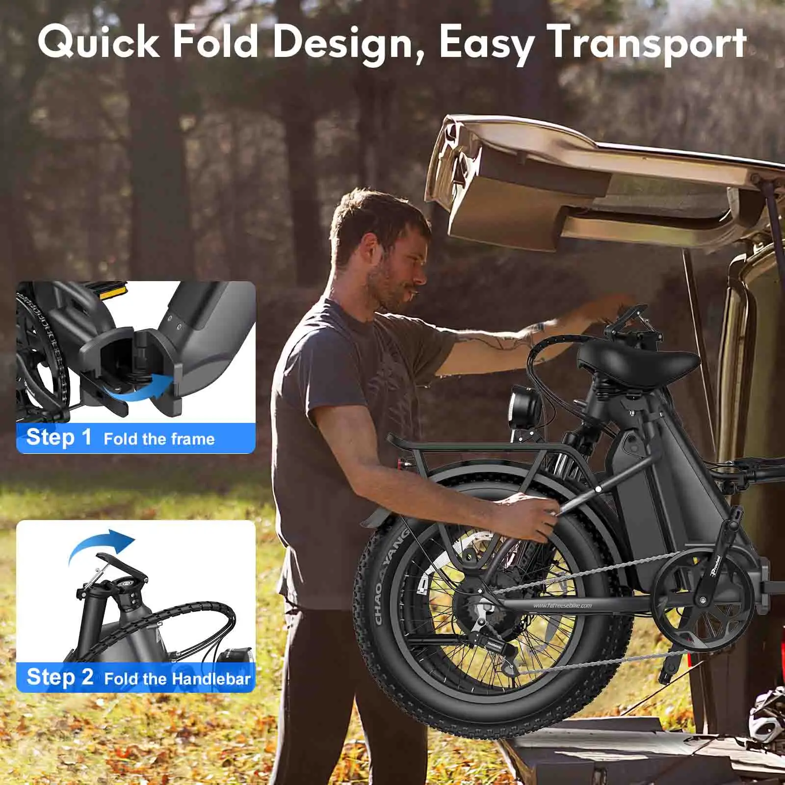 OEM Enduro Ebike Hybrid Cargo Bicycle 750W 48V 26AH 100km 20inch Fat Tire Electric Bike with Dual Battery