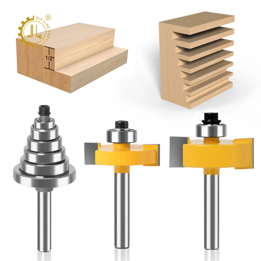 CNC Router Bit Sets Cabide Bit 1/4 Inch Shank 6mm Rabbeting Router Bits For Wood Woodworking With Ball Bearing