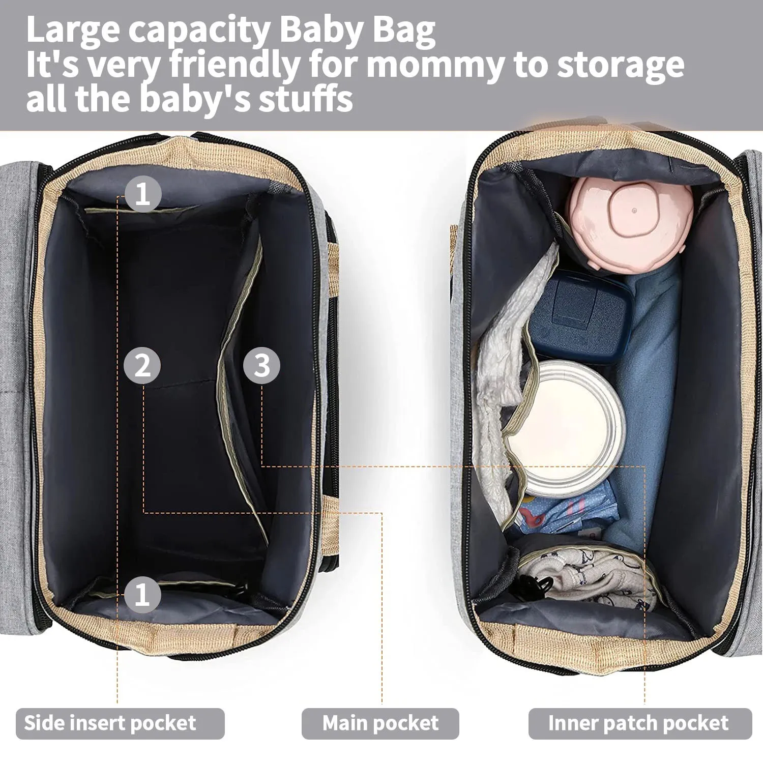 Wholesale Functional New Born Folding Bed Bag Tote Nappy Mommy Waterproof Mummy Baby Diaper Backpack With Changing Station