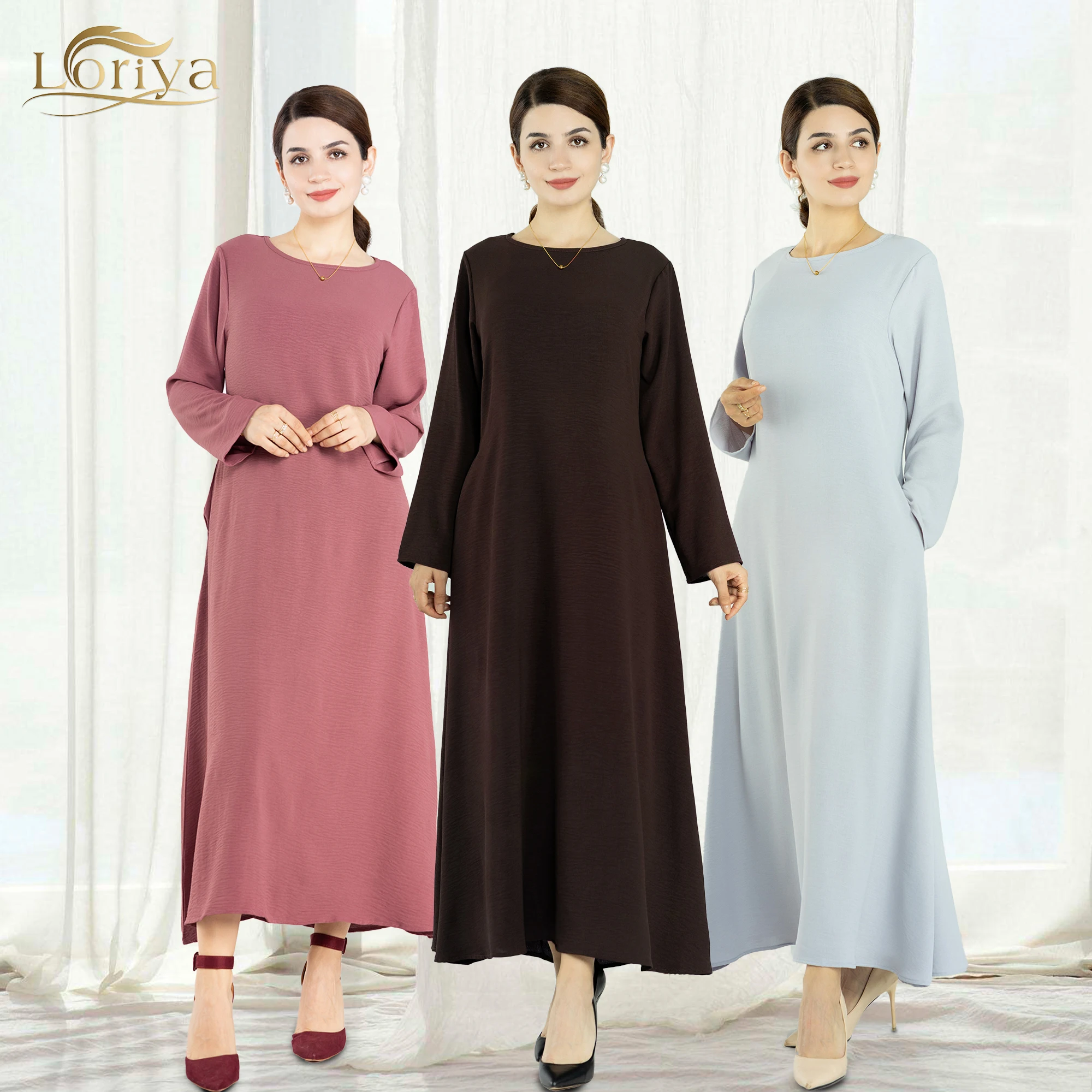 Loriya 2023 New Style Muslim Girls Abaya Islamic Clothing Modest Abaya Inner Dress Muslim Clothing Abaya Women Muslim Dress
