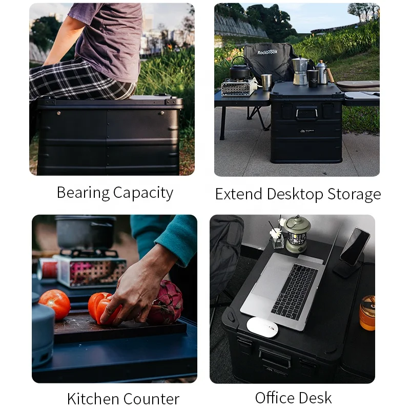 ROCKBROOK Wholesale Price 84L Khaki Aluminum Storage Box Small Portable Picnic Beer Can Waterproof Material Ice Insulated Cooler