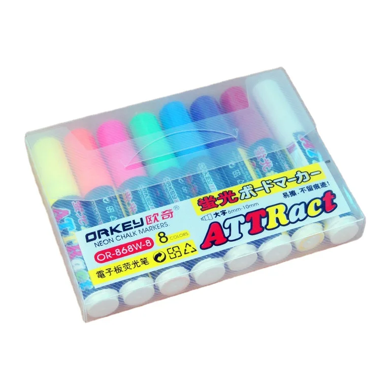 orkey stationery led marker pen erasable liquid chalk pen promotional advertising lighting board neon pen