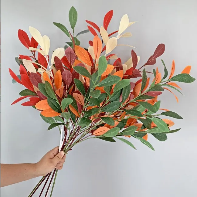 Artificial Plant Leaf Faux Olive Branches floral arrangement Artificial Olive Green Leaves for wedding home decoration