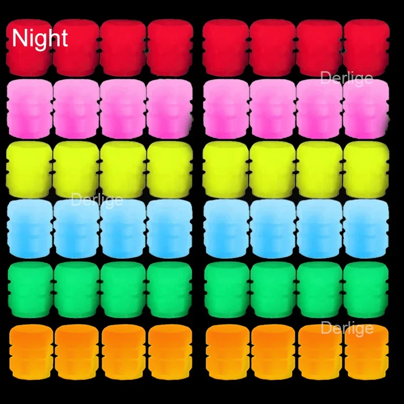 Fluorescent Car Tire Air Dust Cover Luminous Glow in The Dark Valve Stem Caps
