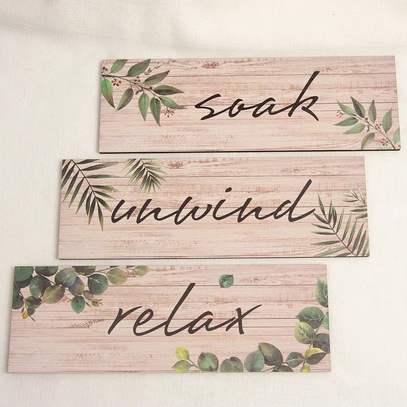 Hanging Wall Sign Wooden Doorplate plant pattern Sign Decor Hanging Wood Board Wall Decoration for Home