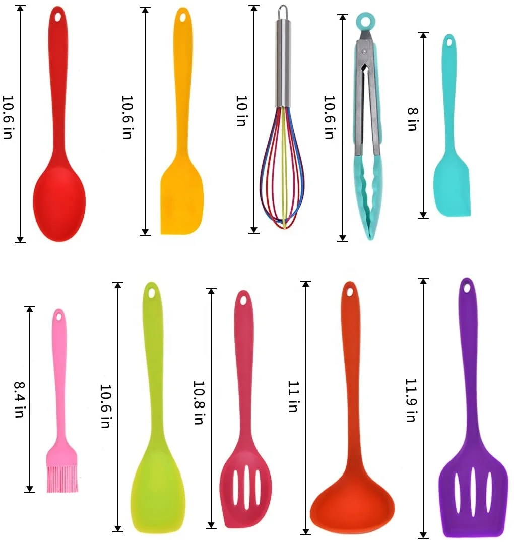 Wholesale Customized Logo non-stick silicone stainless steel  kitchen cooking utensils set