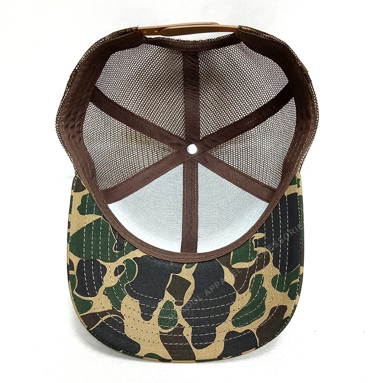 Custom High Quality Duck Camo Style Mens Designer Vintage Brown Plain Mesh Trucker Hat