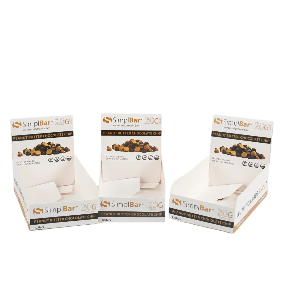 Custom Printed perforated Display Boxes For Energy Bar Matte Glossy Chocolate Bar Box Truffles Sweet Snack  Display Paper Box