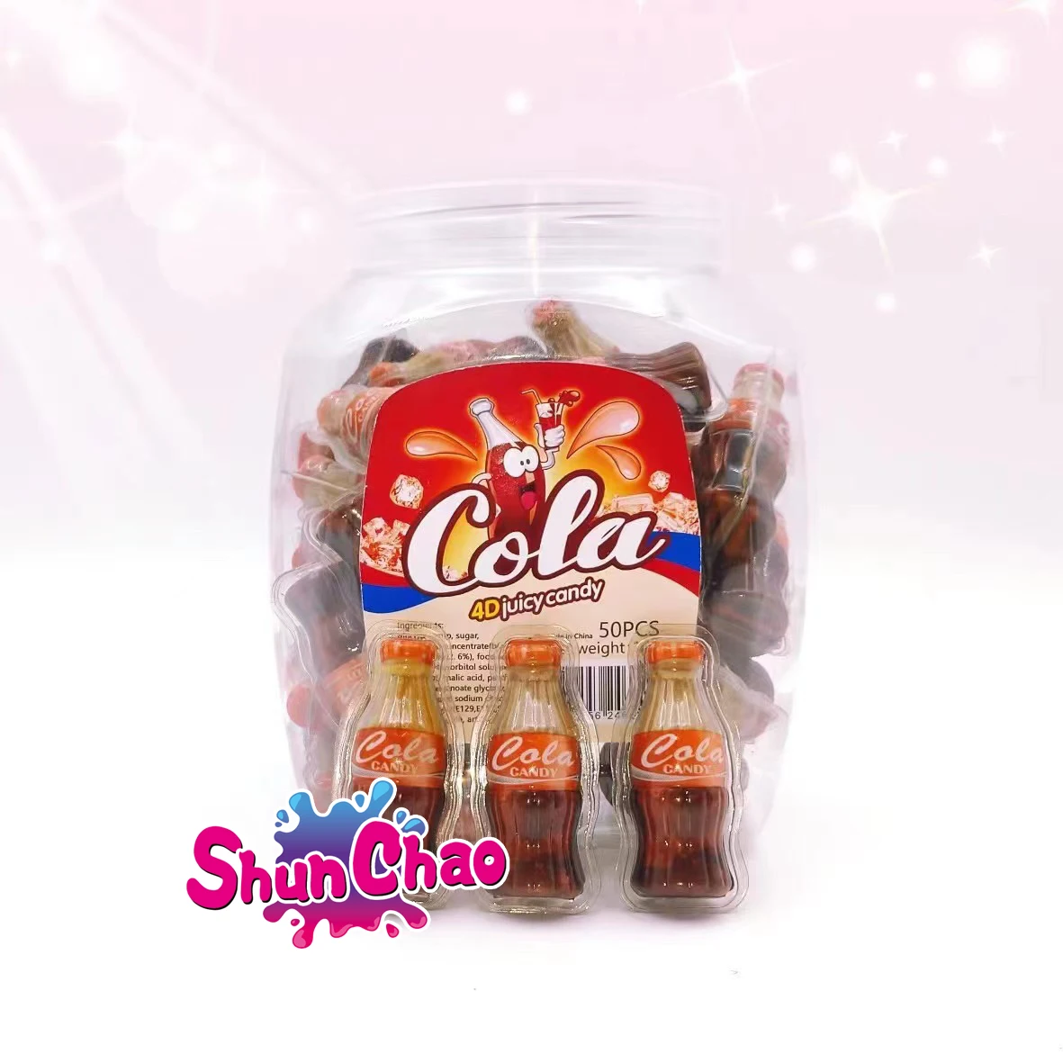Novelty 3D Soda Bottle Shape Cola Flavor Gummy Candy Fill With Jam