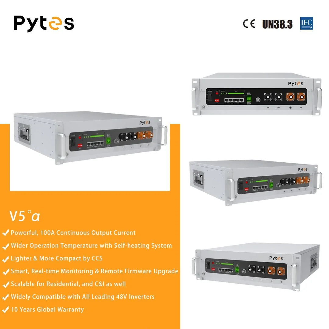 PYTES Smart BMS LiFeP04 10kwh 50kwh 48V 100Ah 200Ah Solar Lithium ion Server Rack Mounted Battery Pack For Solar System