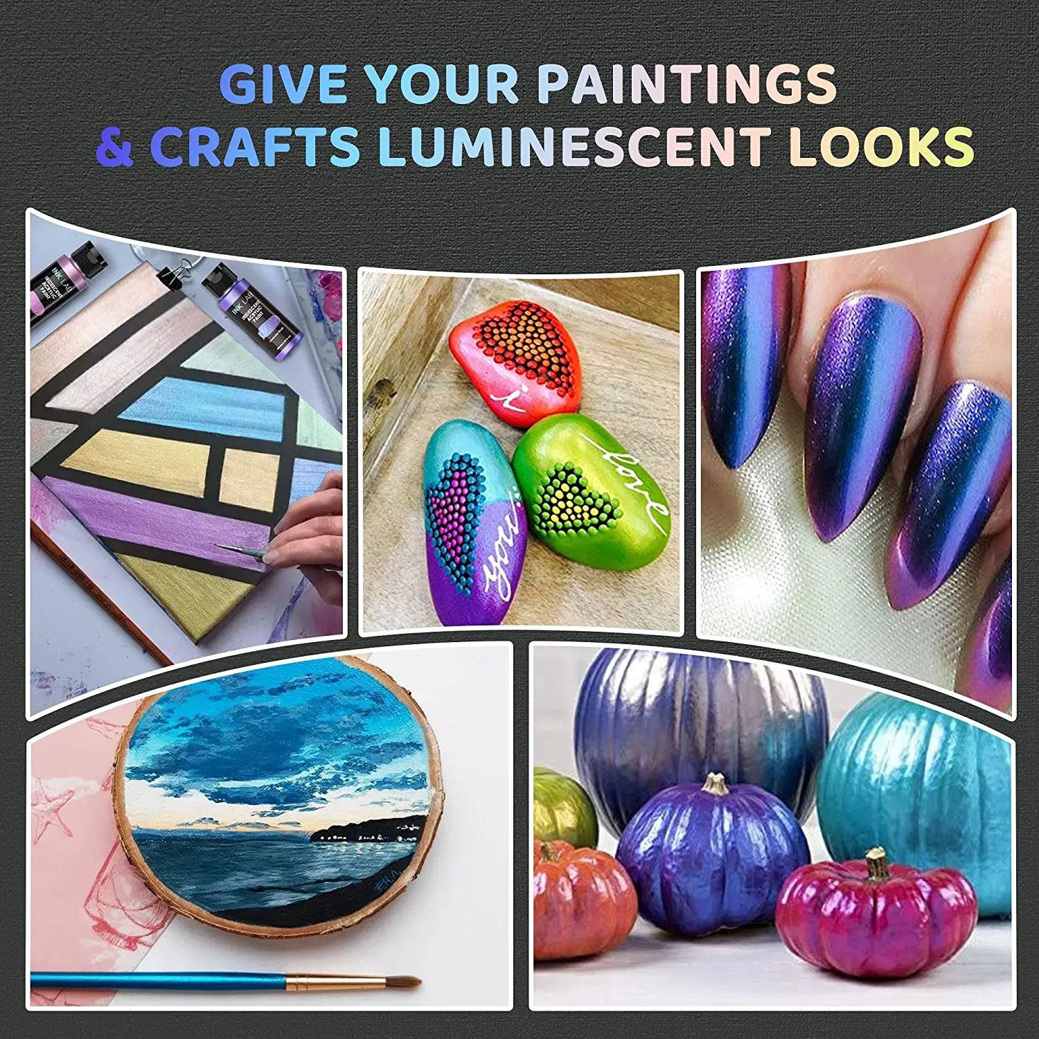 14 colors Metallic Pearl Paints on Rocks Crafts Canvas Wood Fabric Ceramic Iridescent Acrylic Paint Set
