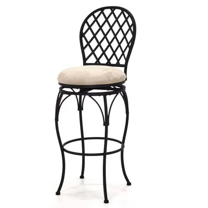 Most Popular Europe Style Metal Frame Vintage Backrest coffee Chairs Black Counter Luxury Modern Bar Stools Chair