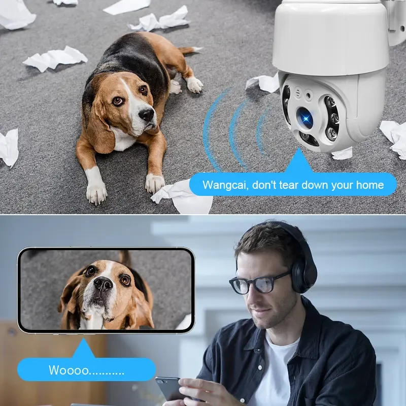 2023 New Wifi 3MP Two-way Audio Waterproof Camera auto motion tracking IP Camera with night vision camera