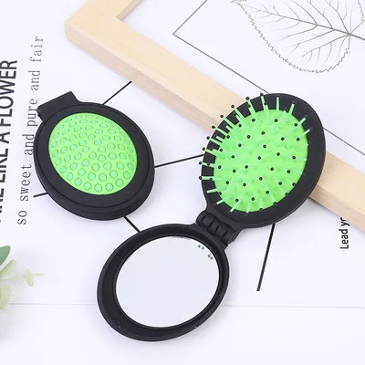 
Custom Logo Travel Compact Folding Pocket Mini detangling Hair Brush with Mirror 