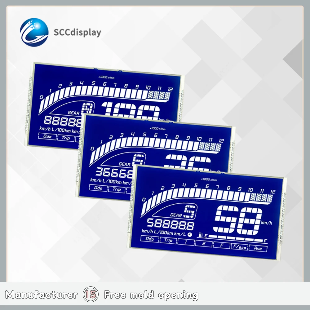 Customized by the manufacturer lcd 7 segment HTN Negative blue segment lcd display motorcycles lcd new produec