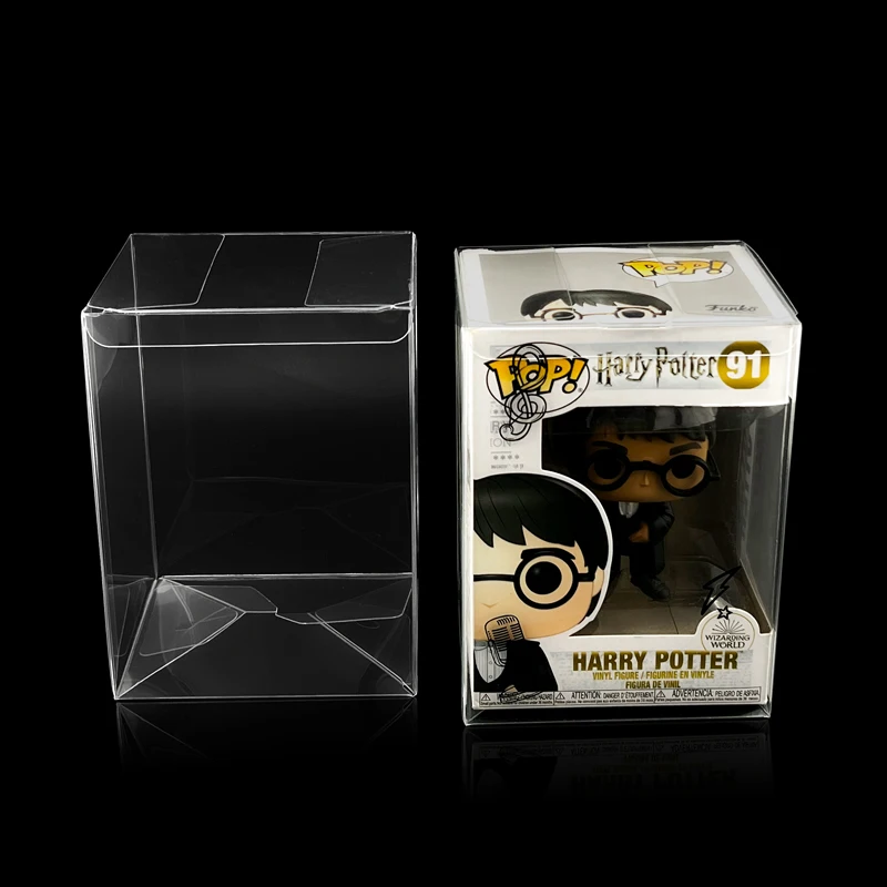 Small MOQ pop boxes clear custom clear PET protectors Funko pop display case with soft crease line