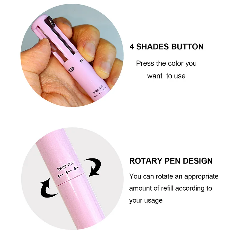 4 in 1 makeup pen eyeliner eyebrow pen lip liner highlighter customizable private label portable makeup pen