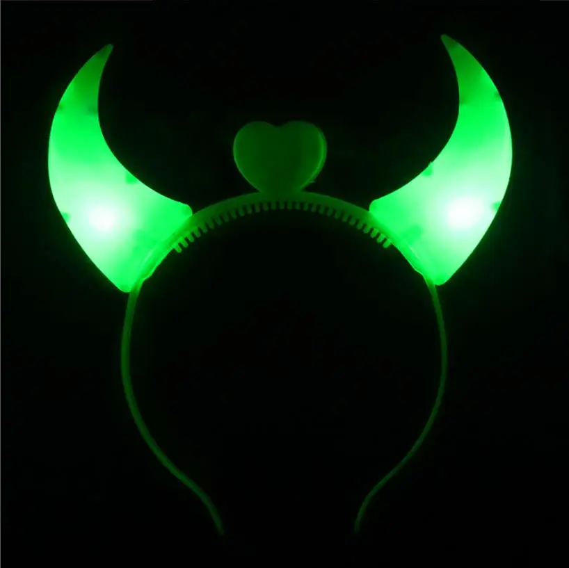 Glow Halloween Decorations Neon Party Concert Birthday Favors LED Light Up Devil Horns Headband
