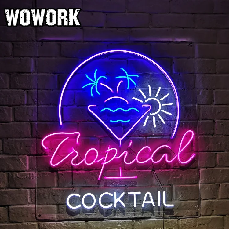 WOWORK 3D waterproof led outdoor happy birthday wedding photo props decoration neon light for party supplies
