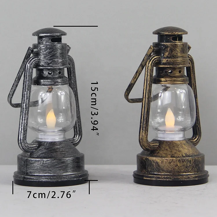 Wholesale Painted Plastic Tiny Old Metallic Oil Outdoor LED Lantern With Flameless Tea Light