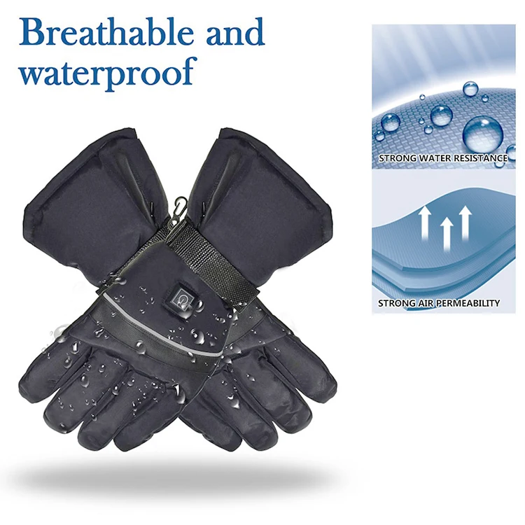 Wholesale Outdoor Waterproof Non-Slip Premium Rechargeable Battery Ski Heated Thermo Safety Warmer Gloves for Winter Windproof