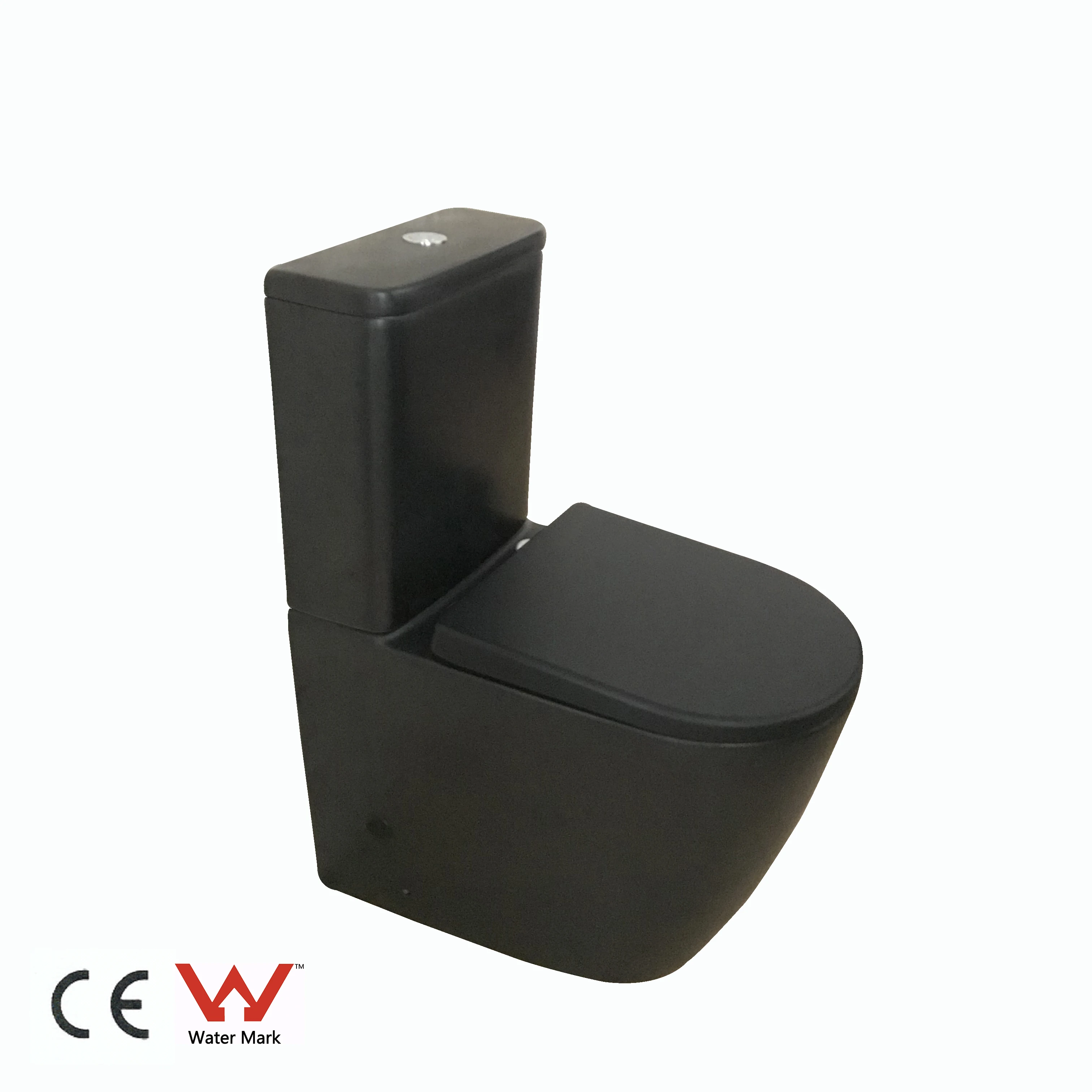 Matt Black Modern WC Bathroom Toilets Ceramic Two Piece Rimless Toilet Comfort Height Toilet With CE Watermark