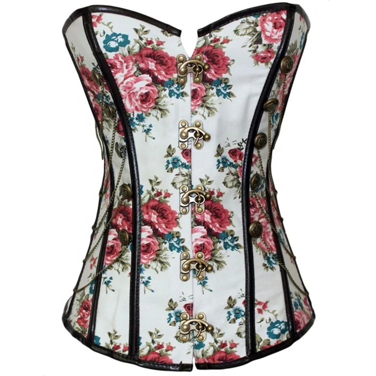 Rose printed rivet bra Bustier Corset body Slimming Shapewear for women bodysuit