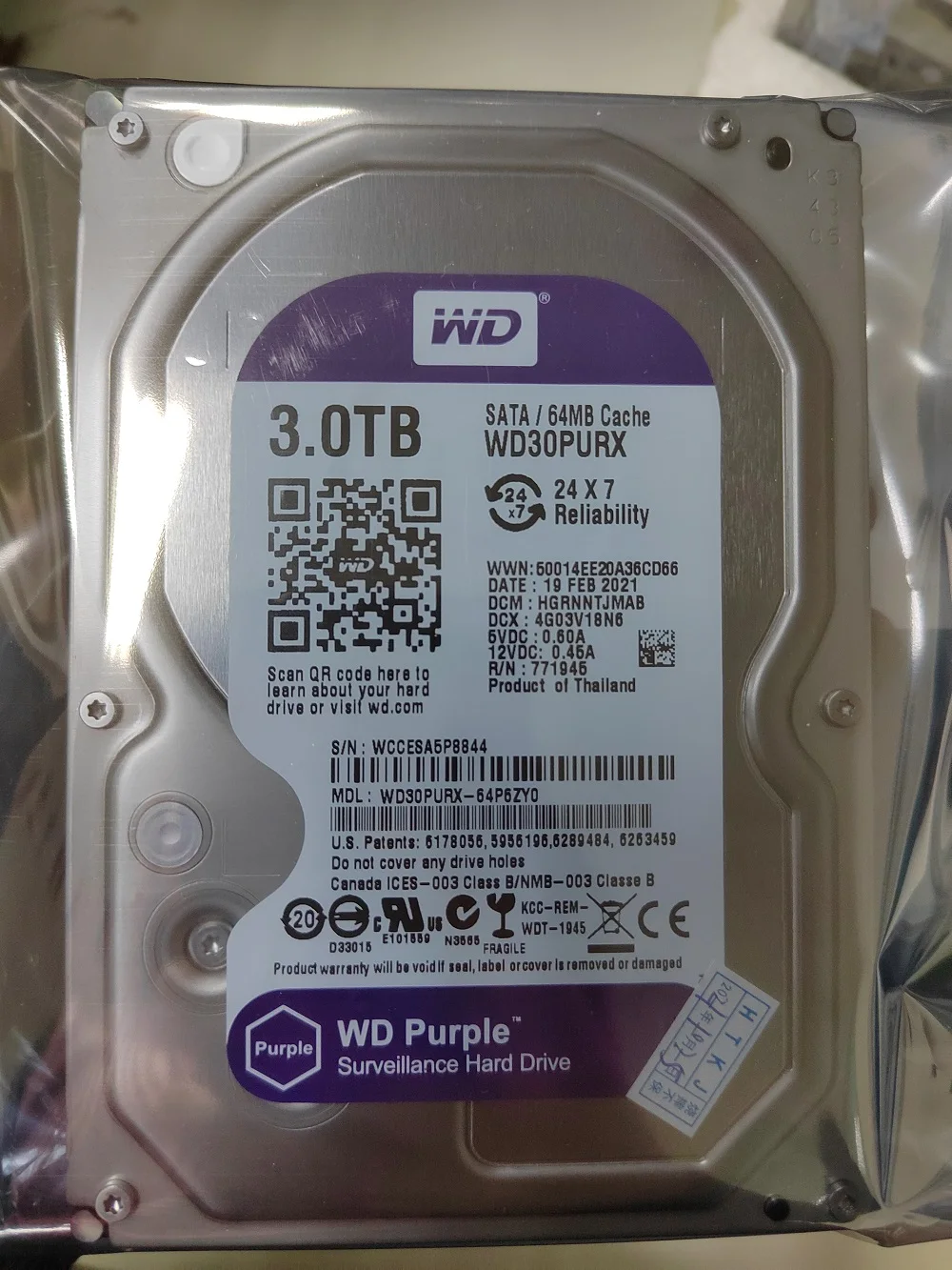 Wholesale WD40PURX Purple 2TB 3TB 4TB 6TB 8TB HDD for DVR Security Surveillance