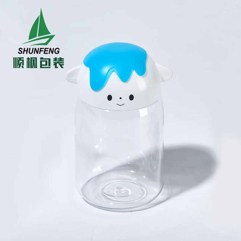wholesale clear empty 50g 350ml 500ml 800ml 4oz 8 oz 16 oz Kids Snacks cookie Lovely storage Plastic food Jars with screw lids