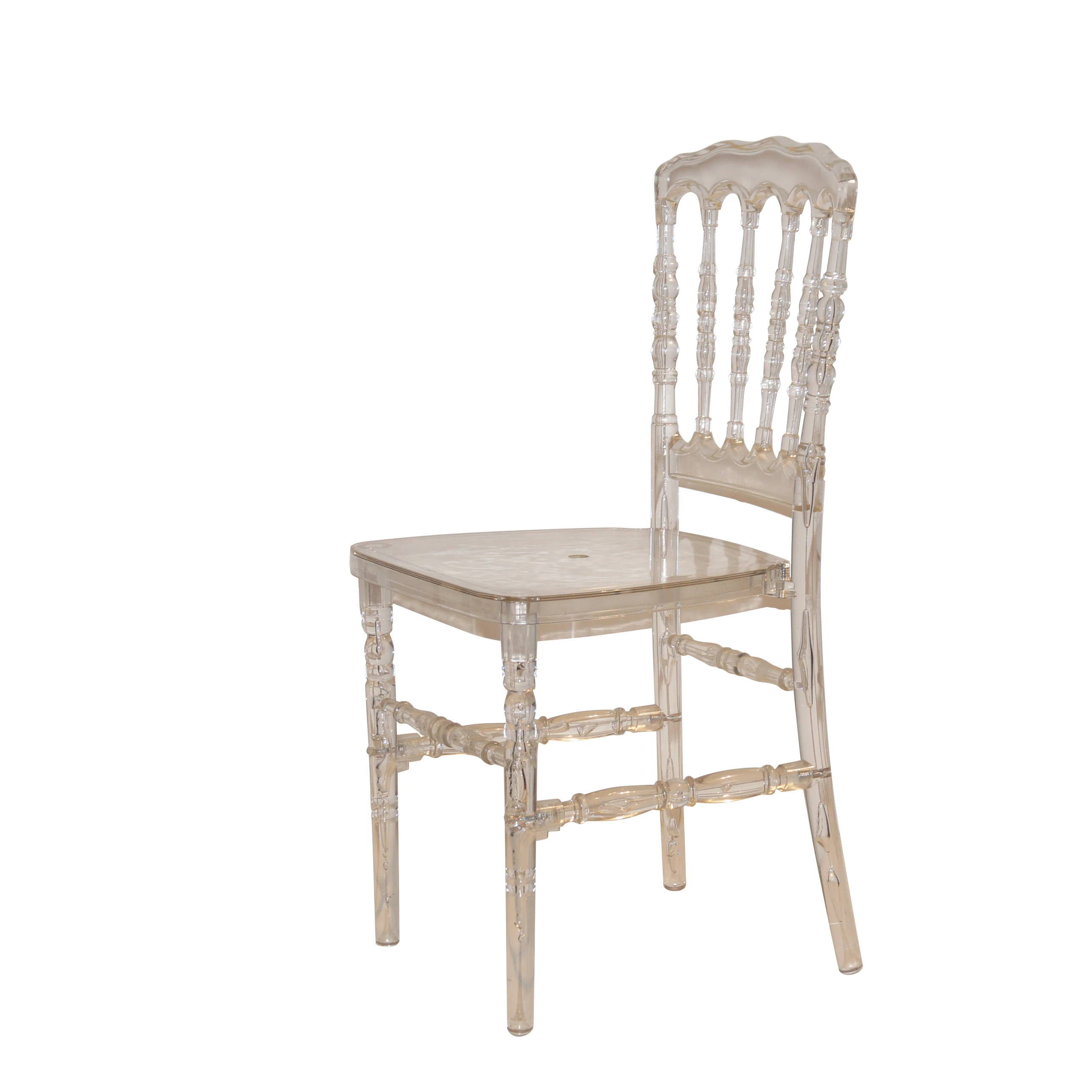 Resin Napoleon Chair White Hotel Furniture Events Wedding Chairs 30% Deposit Transparent Plastic Modern Wood for Sale Clear Ice