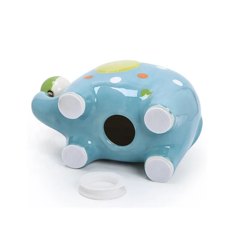 
Elephant Ceramic Blue Color Coin Bank Cute Porcelain Animal Piggy Bank For holiday Kids home decor gift 