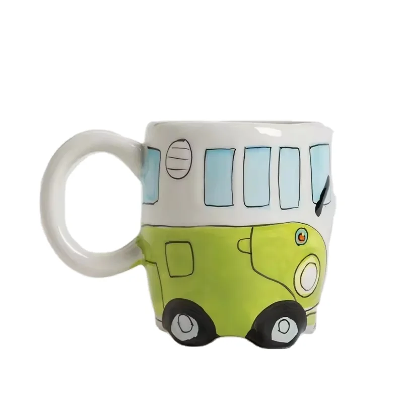 Personalized Bus Vehicle Shape Ceramic Drinking Cup with Handle