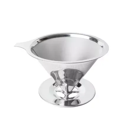 Конусная корзина с фильтром для кофе двойными стенками из нержавеющей стали