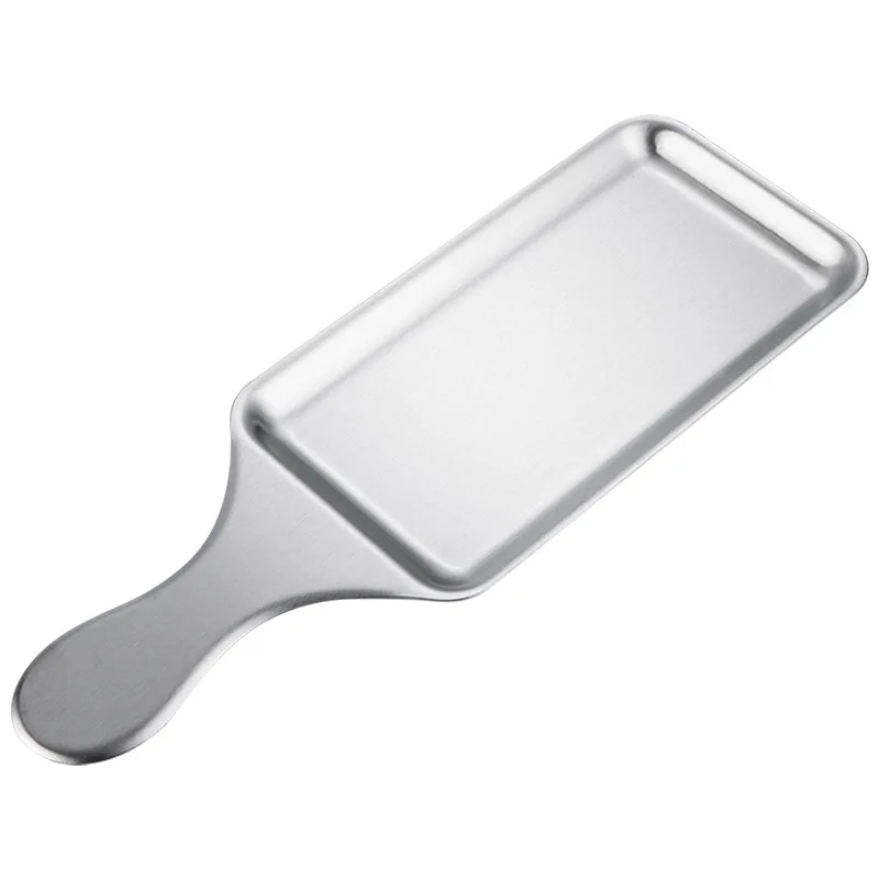 Korean Restaurant Kitchen Hotel Stainless Steel Serving Tray Gold Square Plate With Handle